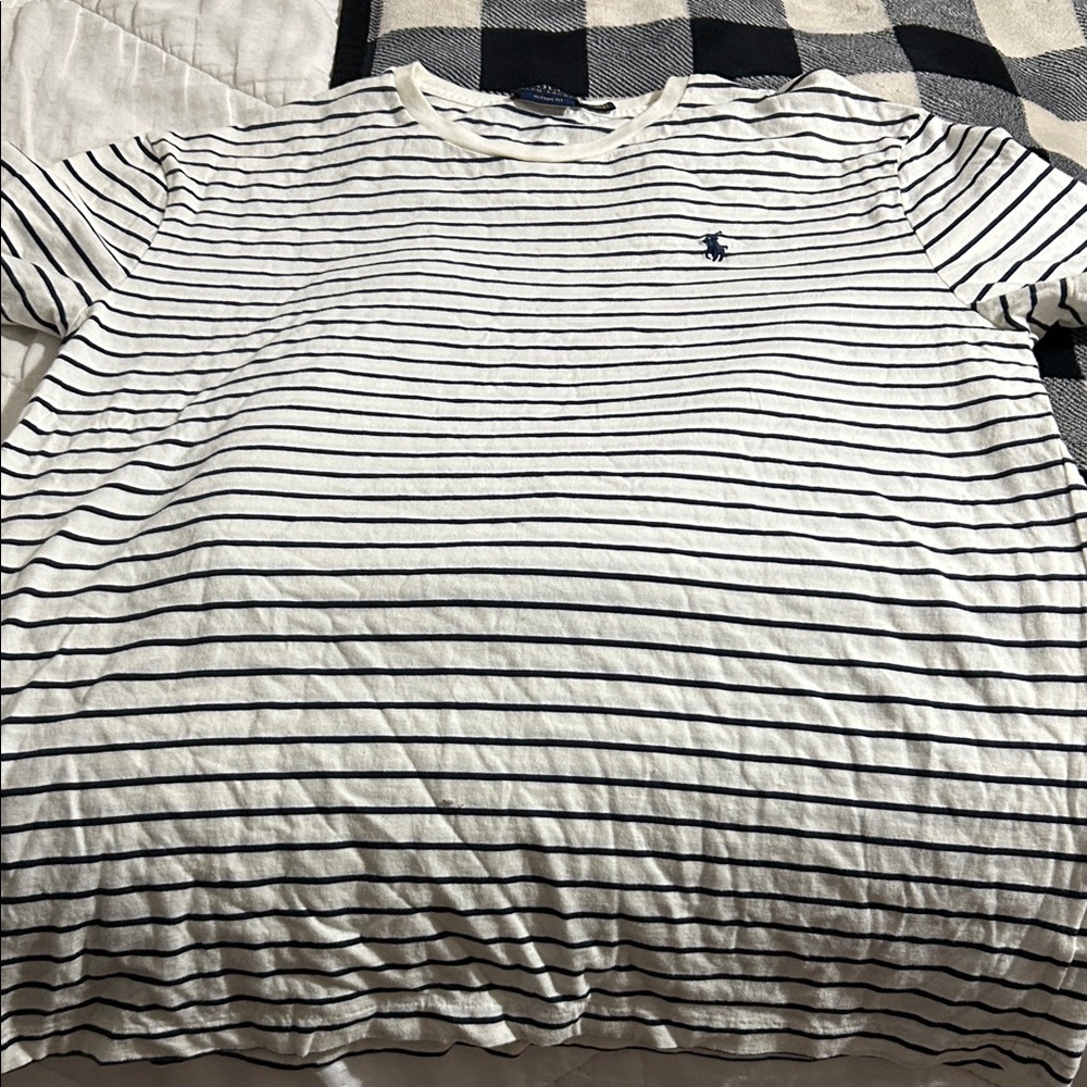 Polo by Ralph Lauren Men's Navy and White Striped Tee